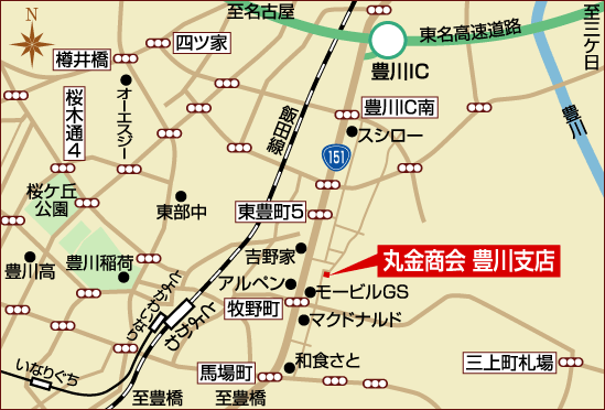 丸金商会 豊川支店地図